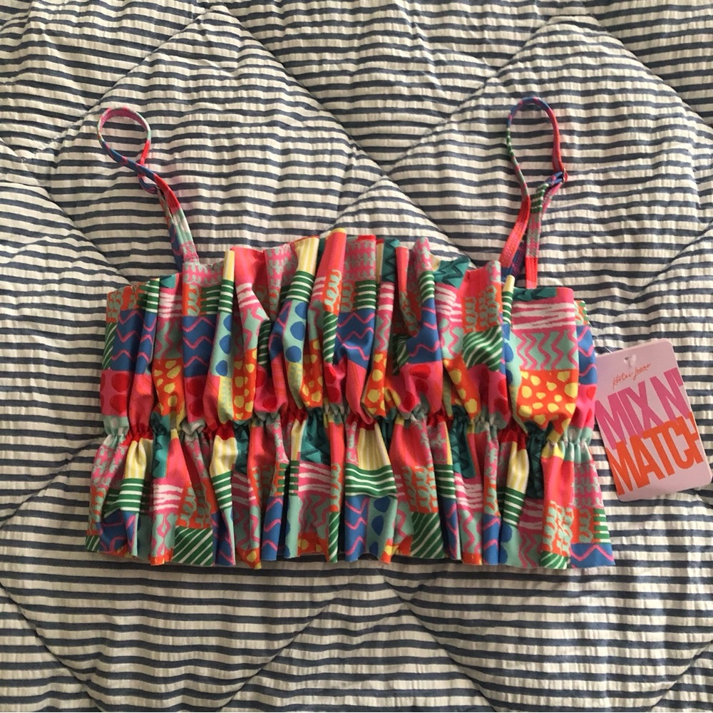Kortni Jeane Medium Patchwork Oversized Ruffle Top NWT